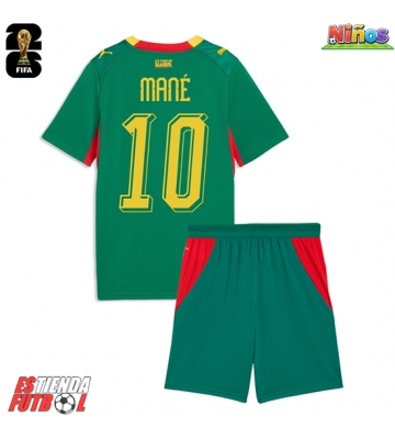 Senegal Sadio Mane #10 Segunda Equipación Niños Mundial 2026 Manga Corta (+ Pantalones cortos)